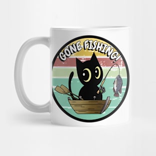 Cute black cat has gone fishing Mug